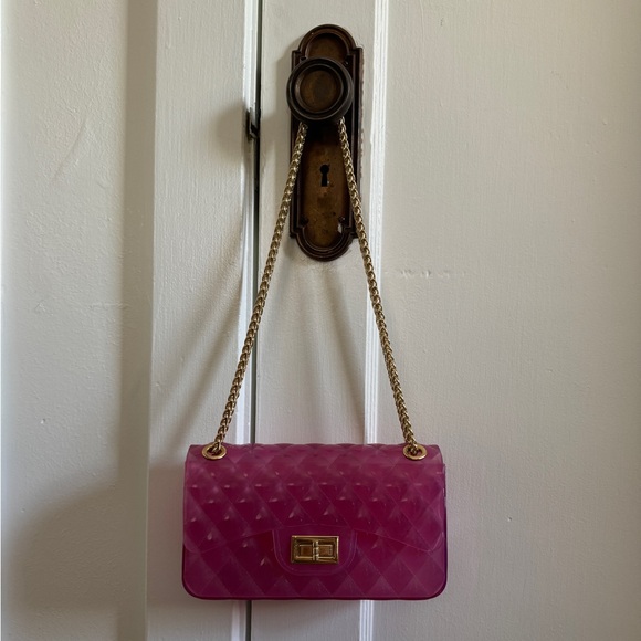 Pink Jelly Quilted Double Strap Crossbody Bag - Picture 3 of 6